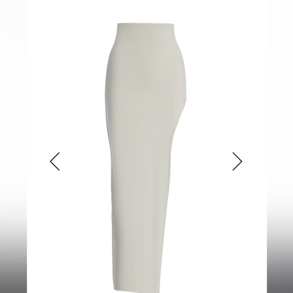 NAKED WARDROBE White High Rise Fitted Maxi Skirt w/ Rounded Slit DoubleLined - Picture 6 of 7